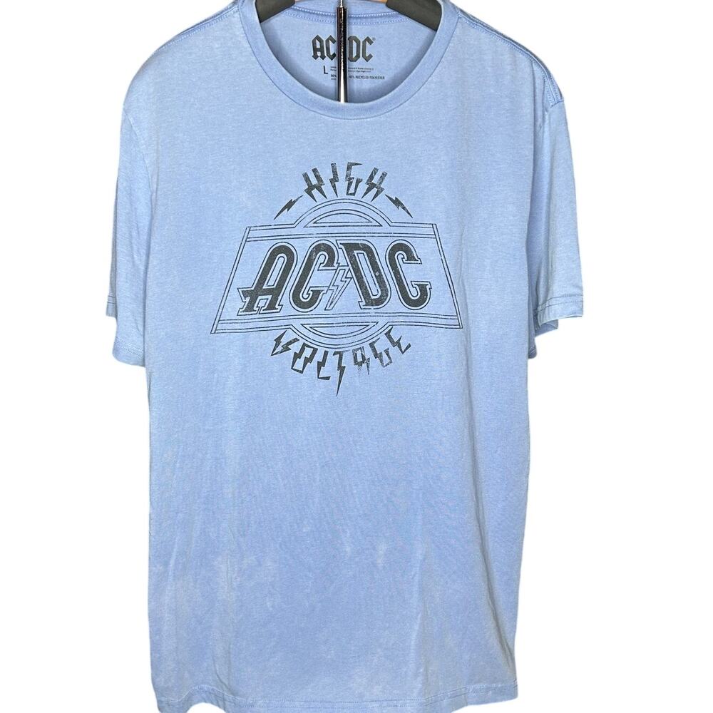 AC/DC High Voltage t-shirt mineral wash blue size men's large